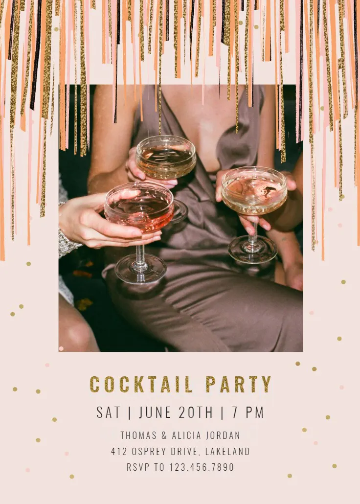 Shiny stripes frame - cocktail party invitation